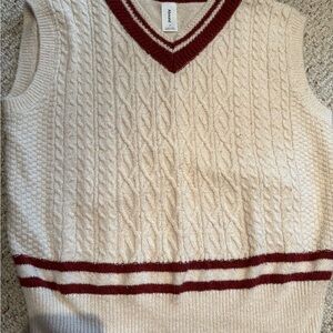Abound Cream and Red Cable Knit Sweater Vest
